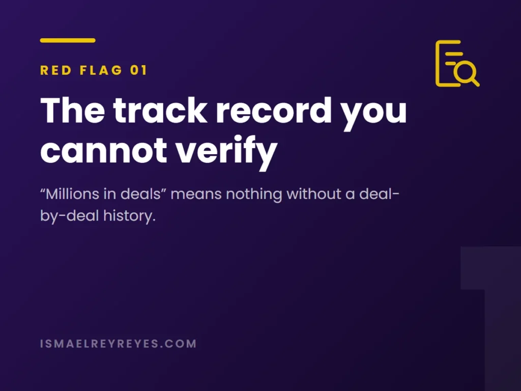 Red flag 1: a sponsor track record that cannot be verified deal by deal