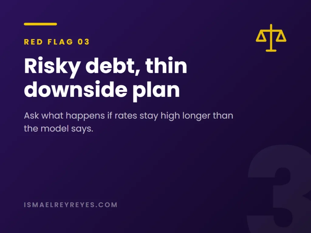 Red flag 3: a risky debt structure with a thin downside plan