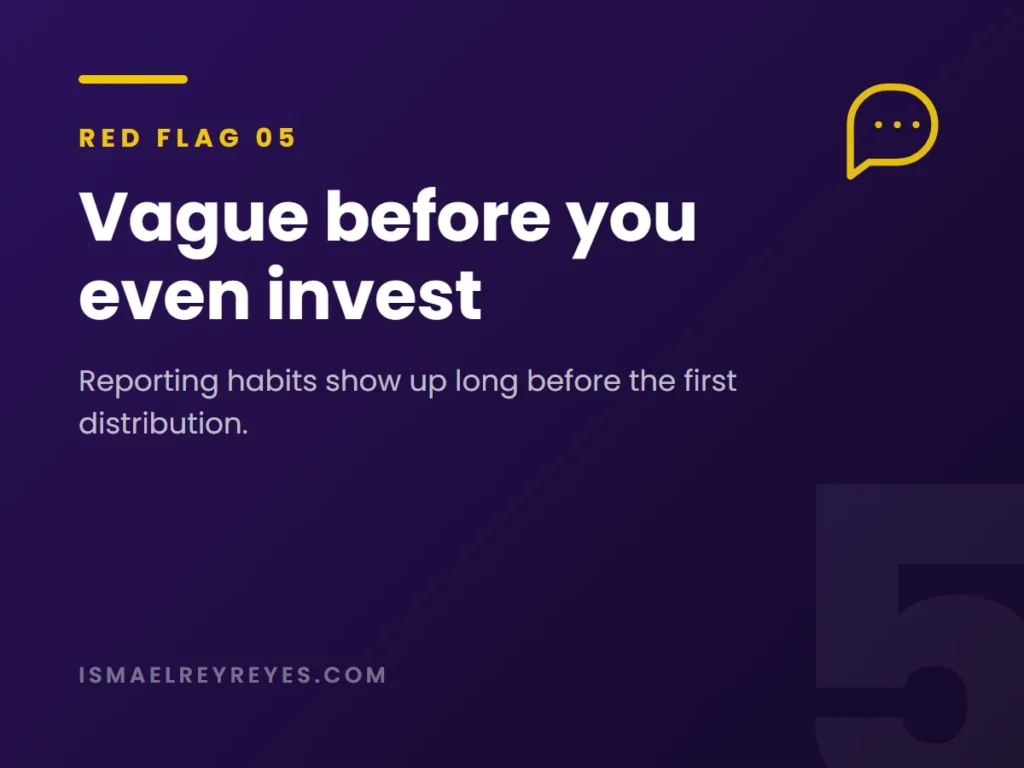 Red flag 5: vague investor communication before you invest